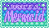 Secretly a mermaid. Scaly background, teal and purple.