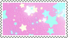 Cyan and white stars popping up on a pink background